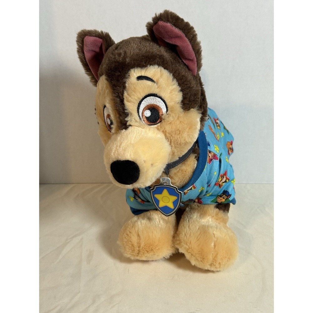 Build-A-Bear PAW Patrol Chase Plush Dog 16" w/ Blue‎ Pajamas & Badge Collar Tag